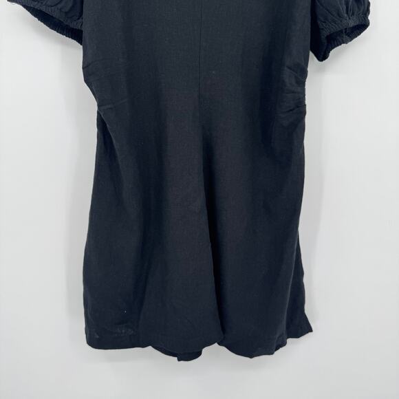A New Day Women's Black Linen Short Puff Sleeve Mini Sundress Size 16 - Picture 4 of 11